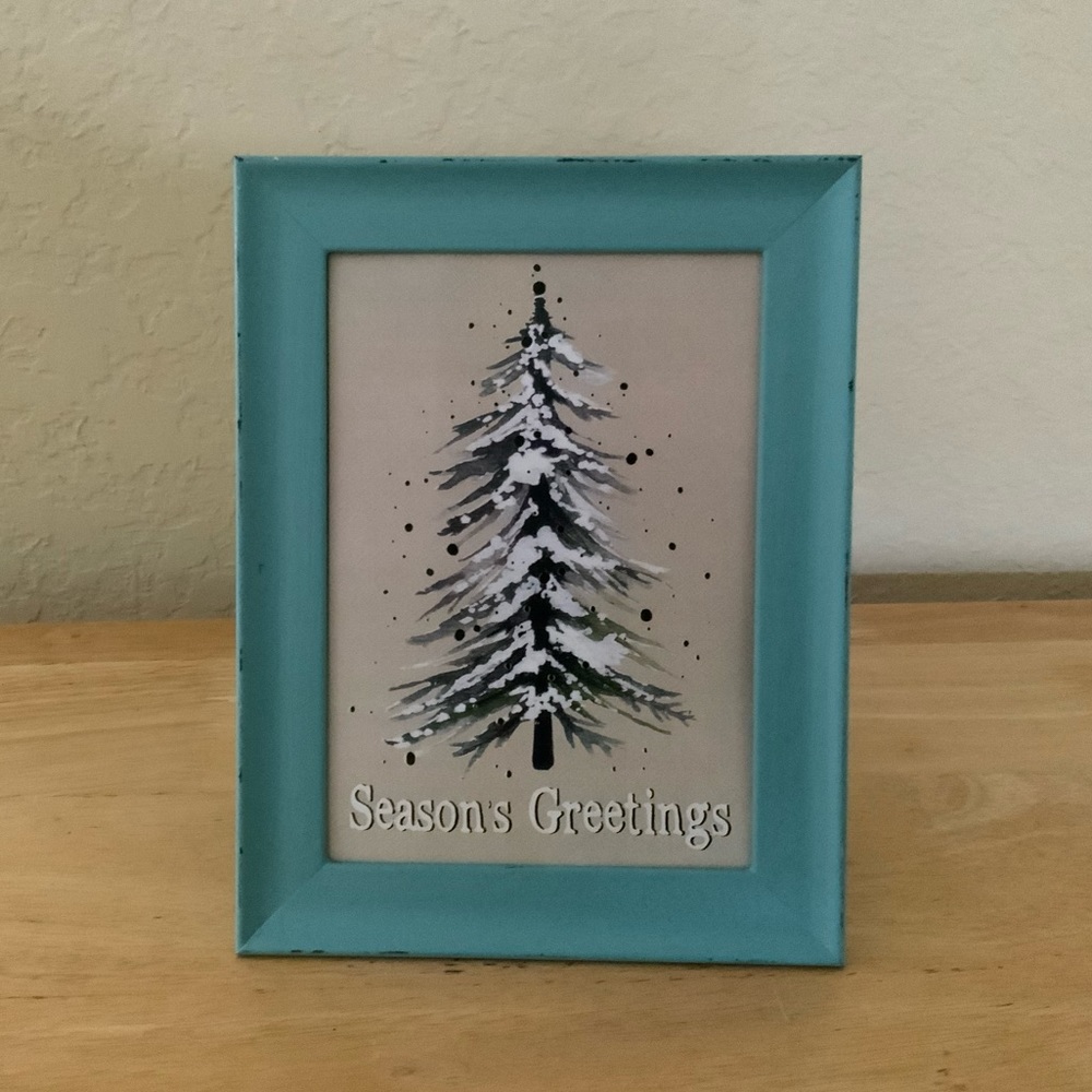 Farmhouse Christmas tree picture 5x7 w/frame